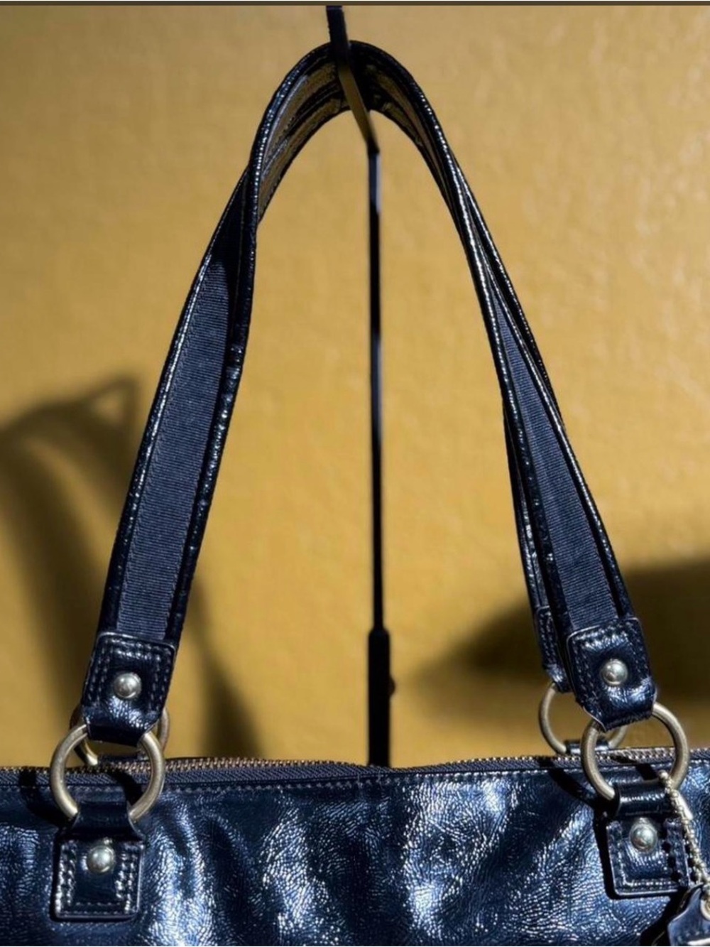 Coach Poppy Black Patent Leather Liquid Gloss Tote - Picture 3 of 11